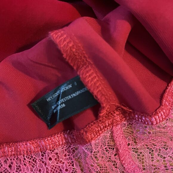 Kilo Brave Red Satin And Lace Coquette Slip Dress Size Small - Picture 13 of 16